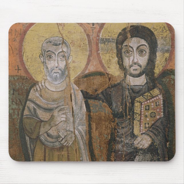 Ikone, die Abbott Mena mit Christus darstellt Mousepad (Vorne)