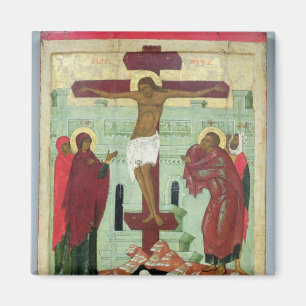 Ikone, welche die Kreuzigung mit der Jungfrau Magnet