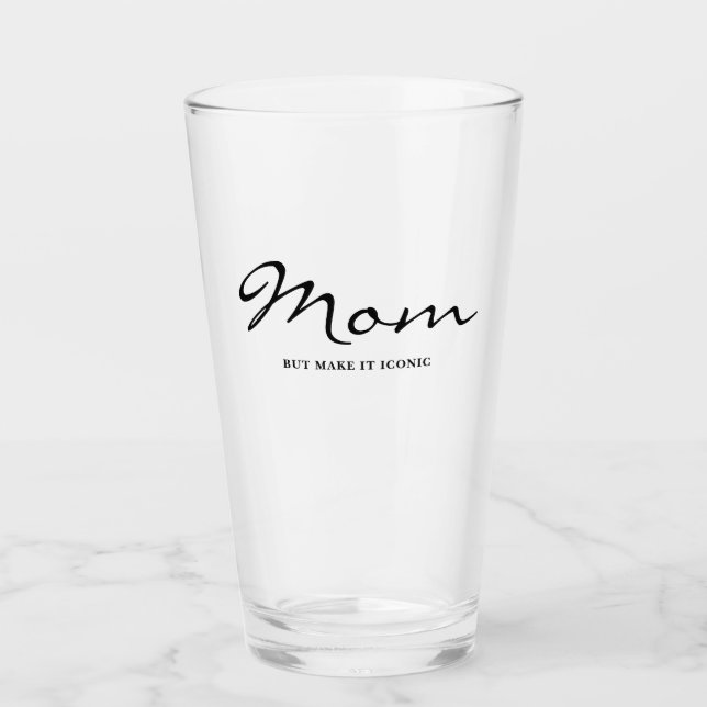 Ikonisch Lustig Witzig Coole Mama Klarglas Glas (Vorderseite)
