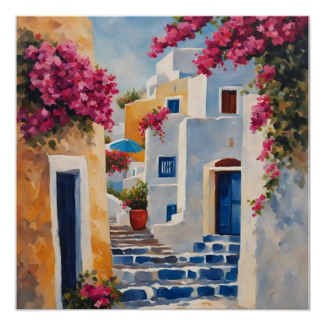Ikonische Ansichten von Oia Poster (Vorderseite)