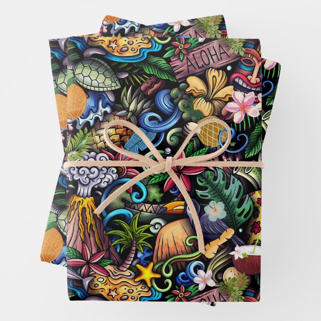 Ikonische Bilder von Hawaii Geschenkpapier Set (Beispiel)
