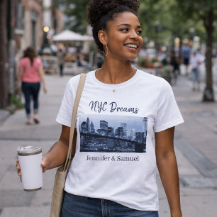 Ikonische Brooklyn Bridge NYC Träume Romantische P T-Shirt