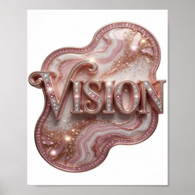 Ikonische Gold-VISION-3D-Textkunst Poster (Vorne)