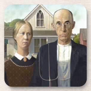 Ikonische Grant Wood American Gothic Getränkeuntersetzer