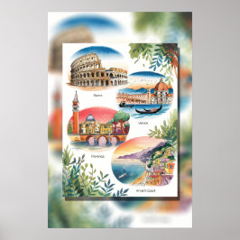 Ikonische italienische Sehenswürdigkeiten Poster