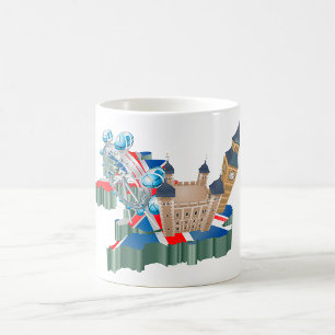 Ikonische Londoner Sehenswürdigkeiten UK-Karte Bri Kaffeetasse