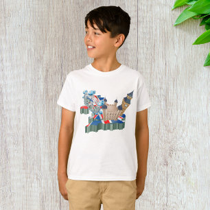 Ikonische Londoner Wahrzeichen UK-Karte Britische T-Shirt