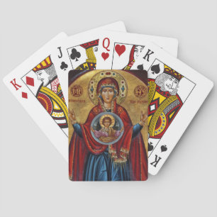 Ikonische Maria aus dem 15. Jahrhundert mit Christ Spielkarten