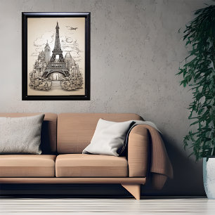 Ikonische Sehenswürdigkeiten in Monochrom-Masterin Poster