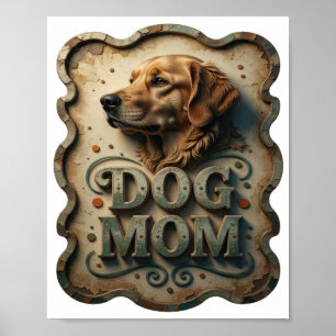 Ikonische silberne 3D-Textkunst DOG MOM Poster