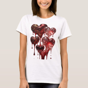 Ikonische silberne HERZEN AUS GLAS UND GLITZER T-Shirt
