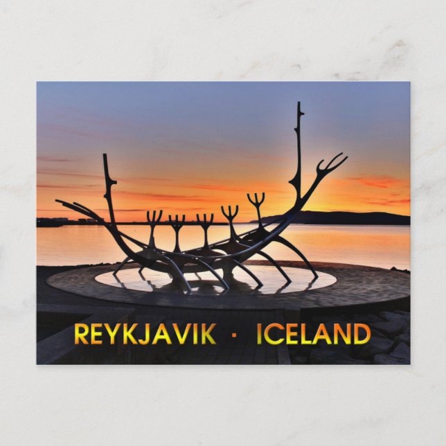 Ikonische Skulptur Reykjavík, Island Postkarte (Vorderseite)
