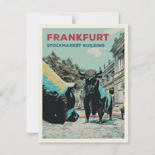 Ikonische Skulpturen der Frankfurter Wertpapierbör Postkarte