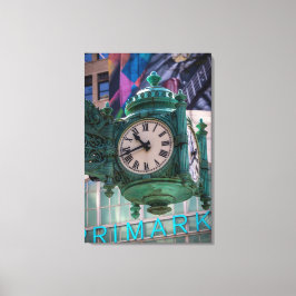 Ikonische Uhr über State St Color Portrait Canvas Leinwanddruck