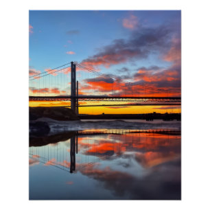 Ikonischer Forth Bridges Sonnenuntergangs-Reflexio Poster