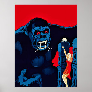 Ikonischer King Kong Riesenaffen-Monster-Filmprint Poster