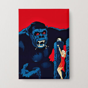 Ikonischer King Kong Riesenaffen-Monsterfilm-Print Button