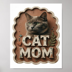 Ikonischer orangefarbener CAT MOM Druck Poster