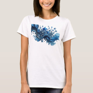 Ikonisches Blau BLUE STARS Slogan T-Shirt