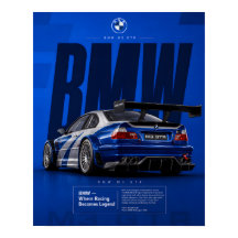 Ikonisches Blue Motorsport Rennwagen-Poster | M3 G