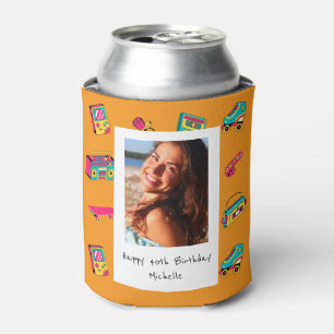Ikonisches Geburtstagsgeschenk 90er, orange mit Fo Dosenkühler