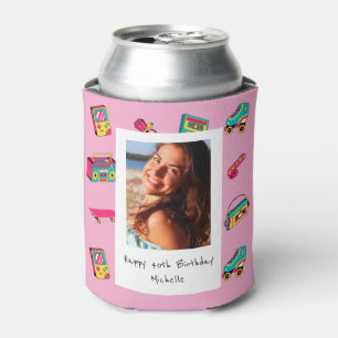 Ikonisches Geburtstagsgeschenk 90er, rosa mit Foto Dosenkühler