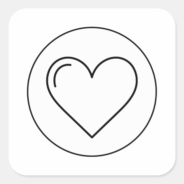 Ikonisches Minimal-Herz Quadratischer Aufkleber (Vorderseite)