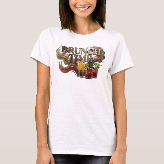 Ikonisches Orange BRUNCH TIME Textdesign T-Shirt (Vorderseite)