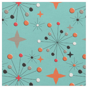 Ikonisches Retro-Design der 1950er Jahre der Atomi Stoff