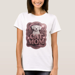 Ikonisches Rosa CAT MOM Zitat-Shirt T-Shirt