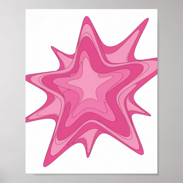 Ikonisches Rosa PINK STAR Statement Design Poster (Vorne)
