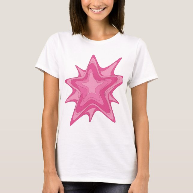 Ikonisches Rosa PINK STAR Statement Design T-Shirt (Vorderseite)