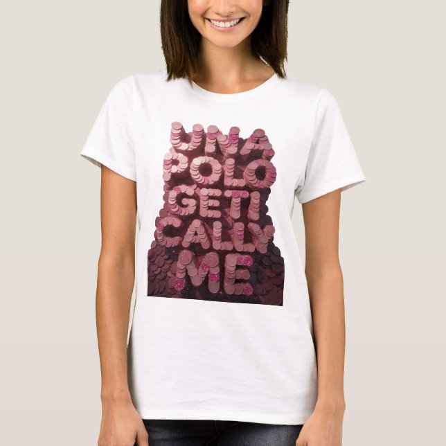 Ikonisches Rosa UNA POLO GET CALL ME Grafikdesign (Vorderseite)
