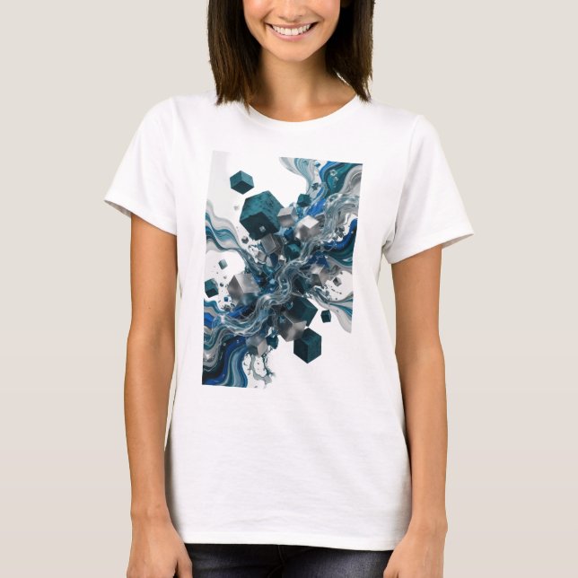 Ikonisches Silber ABSTRACT ART Design T-Shirt (Vorderseite)