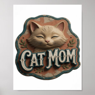 Ikonisches Silber CAT MOM Poster