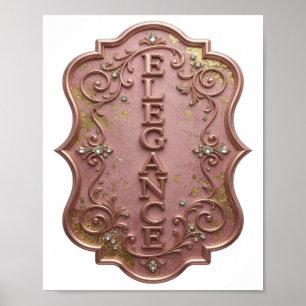 Ikonisches Silber-ELEGANCE-Design Poster