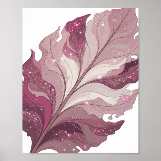 Ikonisches Silber-FANTASY LEAF-Fett-Design Poster (Vorne)