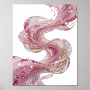 Ikonisches Silber PINK GLITTER SWIRLS Statement De Poster