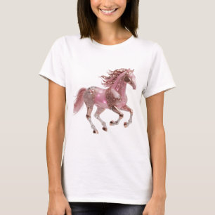 Ikonisches Silbernes PINK GLITZERNDES PFERD T-Shirt
