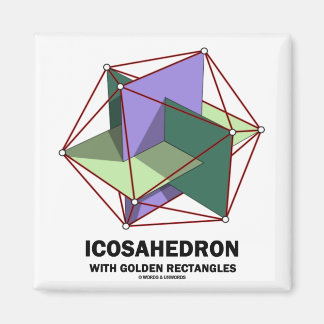 Ikosaeder mit goldenen Rechtecken (Geometrie) Magnet