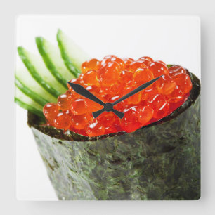 Ikura (Lachs Roe) Gunkan Maki Sushi Quadratische Wanduhr