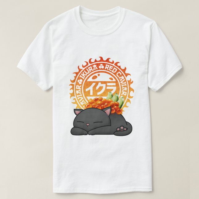 Ikura Salmon Roe Sushi Cat T-Shirt (Design vorne)