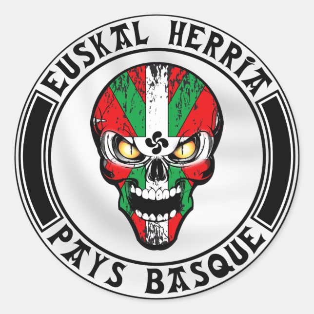 Ikurriña skull runder aufkleber (Vorderseite)