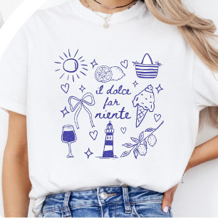 Il Dolce Far Niente Blaues Koketten-Schleifen Ital T-Shirt