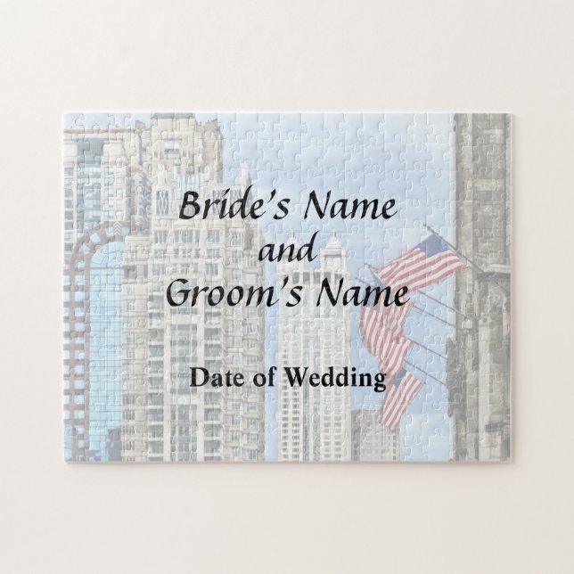 IL - Flaggen entlang Michigan-Allee Chicago Puzzle (Horizontal)