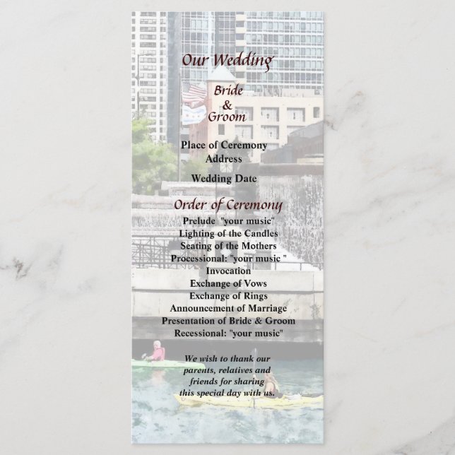 IL - Kajakfahren am Chicago River Wedding Program Programm (Vorderseite)