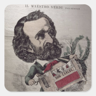 Il Maestro', Karikatur des Italienischen Quadratischer Aufkleber