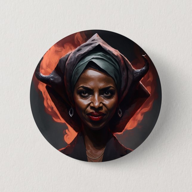 Ilan Omar zeigt ihre bösen Hörner Button (Vorderseite)