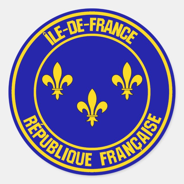 Île-de-France-RundEmblem Runder Aufkleber (Vorderseite)