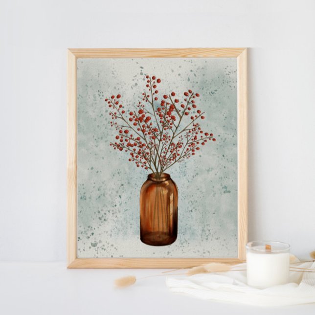 Ilex Berries in einem Vase-Poster Poster (Von Creator hochgeladen)